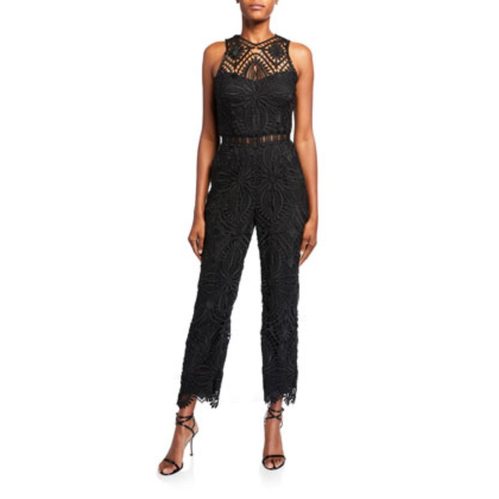 Saylor Winona Sleeveless Yoke Illusion Lace Jumpsuit